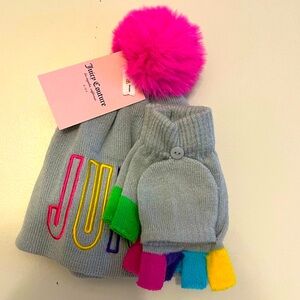 Juicy Couture Gray & Pink Hat & Gloves